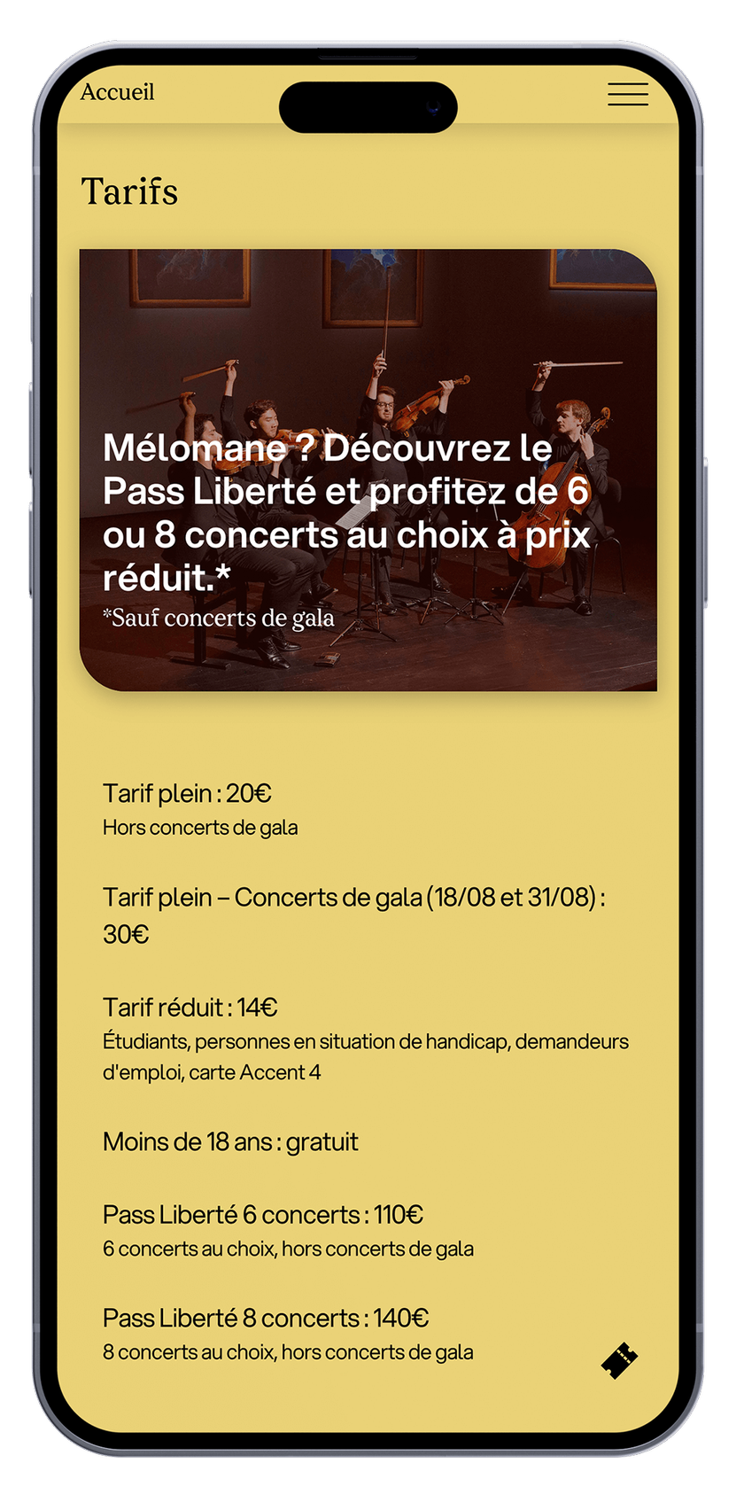 Visualizzazione del sito web su mobile
